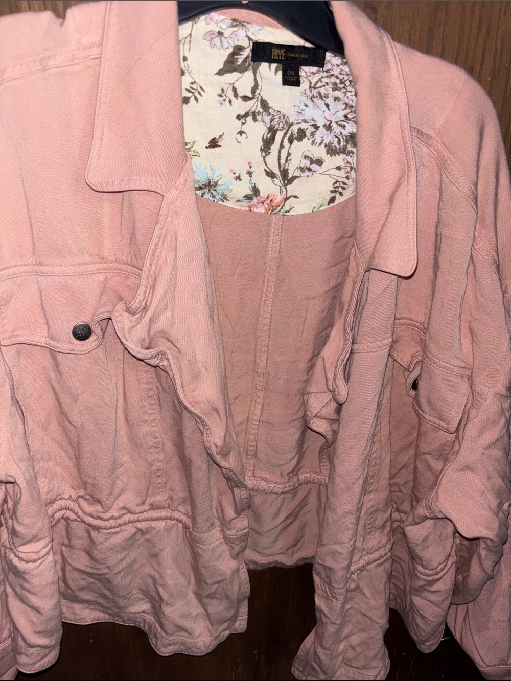Frye Soft Pink Jean Jacket with Floral Lining - Picture 11 of 11